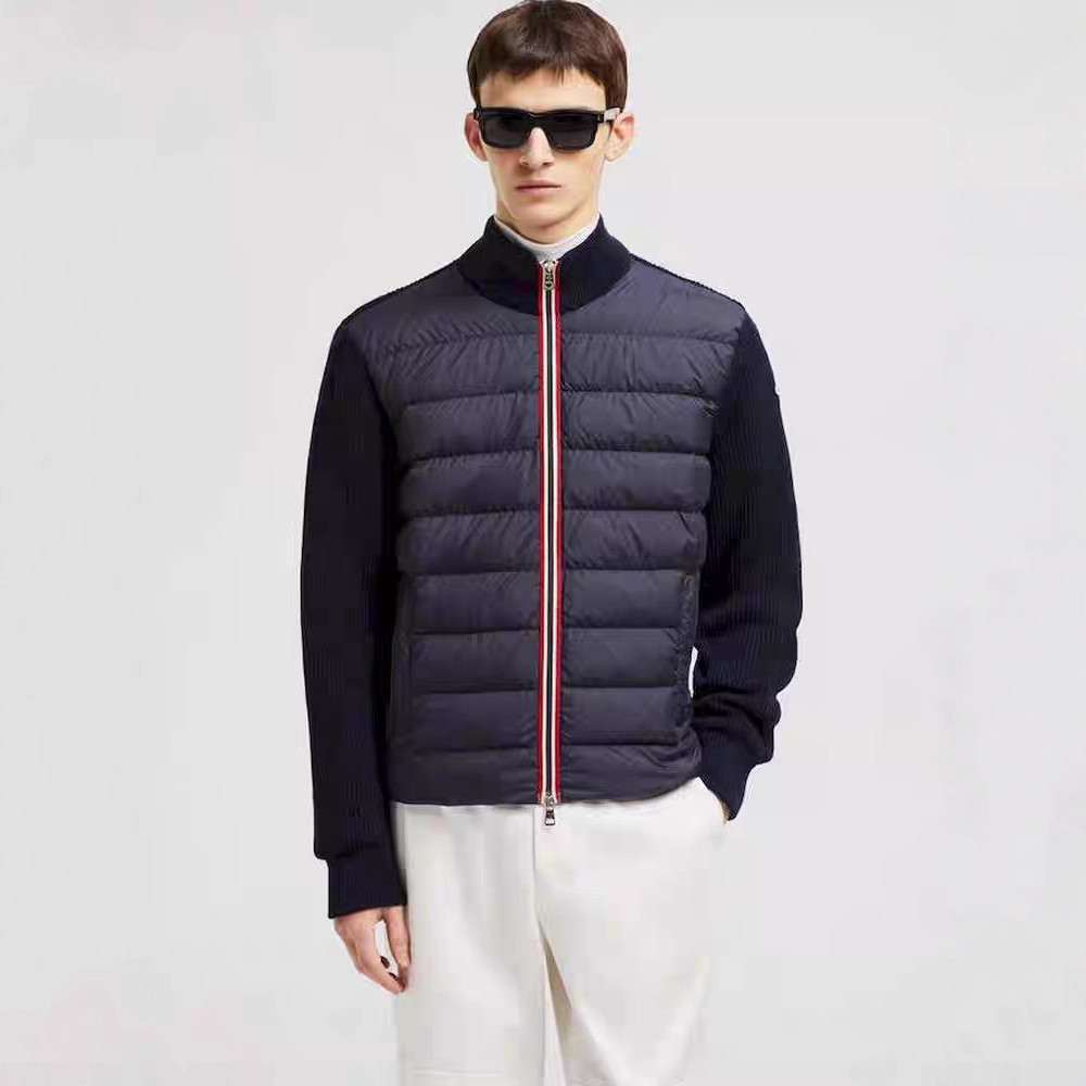 2V5U Moncl*** Down Jacket Autumn and Winter Knitted Stand Collar Stitching2025Down Jacket Unisex Lig