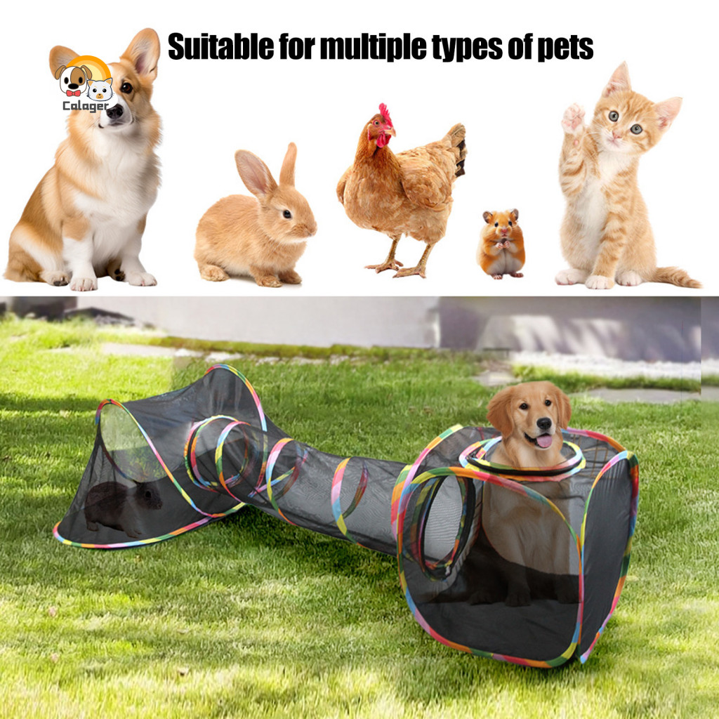 [Calager] Pet Mesh Enclosure Cat Play Tunnel Mesh Pet Tunnel Toy for Cats and Small Pets – Folding B