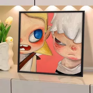 30x30x0.9 ซม.อินเทรนด์ Hirono POP Mart การ์ตูนศิลปะเดสก์ท็อปภาพตกแต่งห้องนั่งเล่นห้องนอนห้องเด็กตกแต่งภาพวาดโปสเตอร์ Wall Art วาดพื้นหลังแขวนผนังภาพวาด