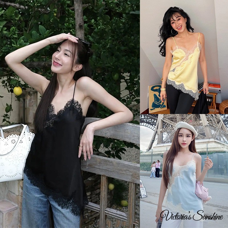 พร้อมส่ง🌈เสื้อ ชุดชั้นในผู้หญิง🌈เสื้อสายเดี่ยวสไตล์ยุโรป-อเมริกัน ผ้านิ่มมาก แฟชั่น ลายลูกไม้สวยงาม เซ็กซี่