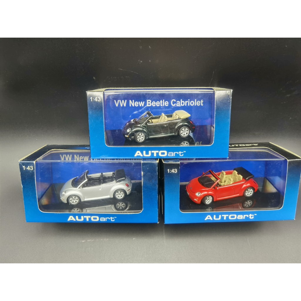 Autoart 1 43 VW NEW BEETLE Cabriolet, Volkswagen BEETLE Convertible Version, Red Green Silver Three 