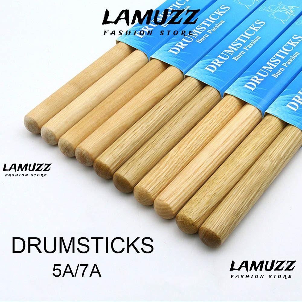 LAMUZZ Drum Sticks, 5A/7A Oak Drumsticks, Classic Percussion 1 คู่อุปกรณ์เสริมเครื่องมือกลอง