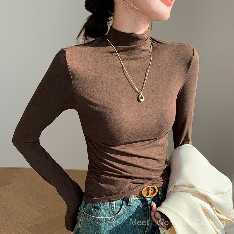 กางเกงในคอปิดสูง สำหรับฤดูใบไม้ร่วงและฤดูหนาว ออกแบบให้กระชับและสวยงาม เสื้อยืดเนื้อบางเบาทight fit