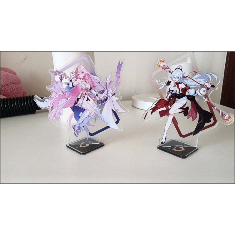 2 ชิ้น/เซ็ตเกม Herrscher Of Human: Ego โต๊ะแผ่นรุ่น Kiana Kaslana Elysia อะคริลิครุ่นของเล่นตัวเลขการกระทํา - รูปที่ 4