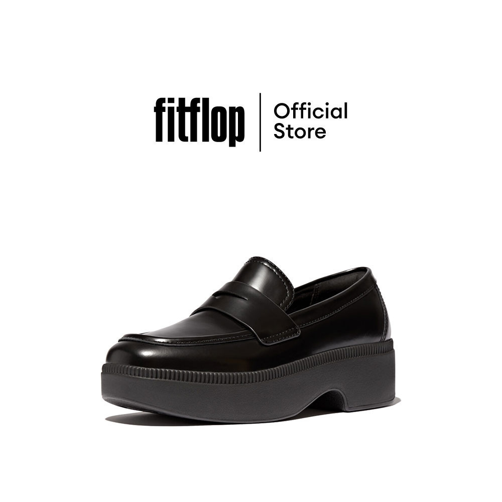 FITFLOP F-LUMA DEMI-WEDGE PENNY รองเท้าโลฟเฟอร์ผู้หญิง รุ่น HY2-001 สี BLACK
