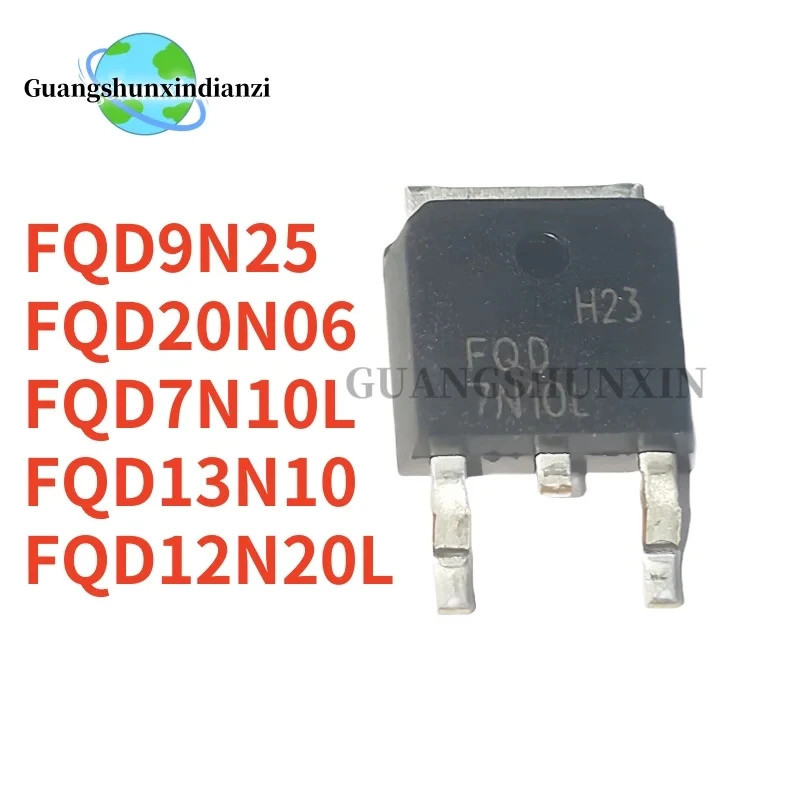5PCS FQD7N10L FQD13N10 FQD9N25 FQD12N20L FQD20N06 TO-252 7N10 9N25 12N20L 20N06 Field Effect ทรานซิส