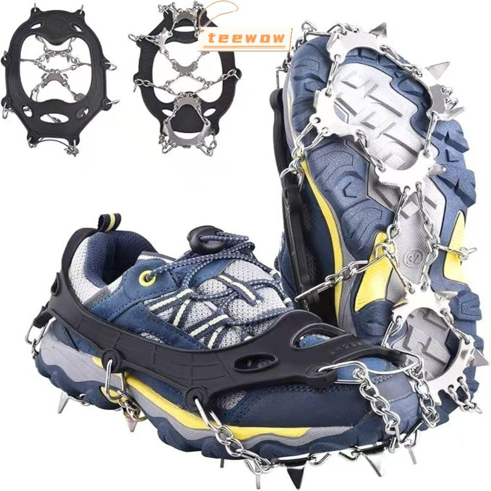 รองเท้า Crampons TEEWOW มีฟันจับเกาะแน่น สำหรับปีนเขาและเดินบนหิมะ
