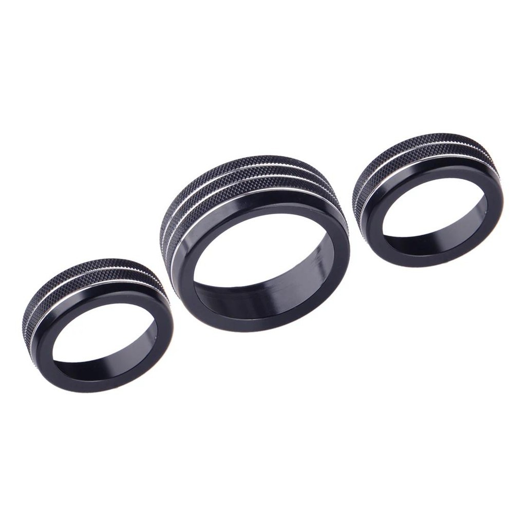 1เซ็ตสีดําACวิทยุสวิทช์ลูกบิดTrimฝาครอบแหวนอลูมิเนียมFitสําหรับDodge Durango 2014 2015 2016 2017 201