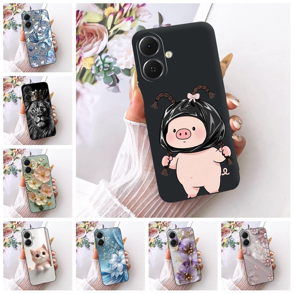 ปลอกสําหรับ Tecno Spark Go 2 กรณี KM4 ความงามน่ารักการ์ตูนแฟชั่นผีเสื้อตลกทาสีปกหลังสําหรับ Techno S