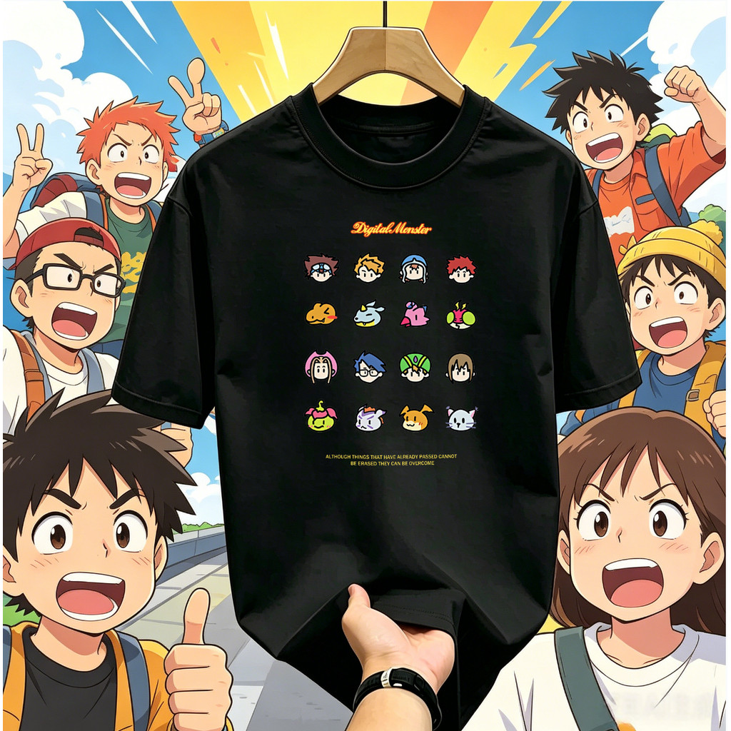 ((จัดส่งตลอด 24 ชั่วโมง) Digimon Protagonist & Digimon Avatar Short Sleeve Men Women Same Style All-Match