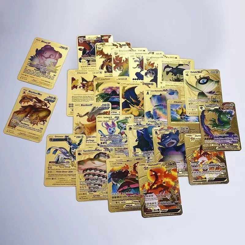 การ์ดโปเกมอนชุดการ์ดสะสมฟอยล์สีทองรุ่นภาษาอังกฤษสําหรับเด็กเกมสะสมกล่องของขวัญชุด thumbnail 6