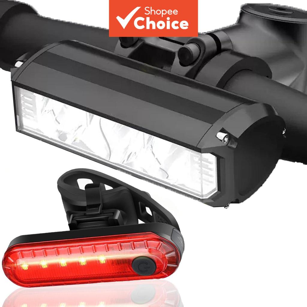 ไฟจักรยาน LED สว่างมาก ชาร์จ USB ไฟหน้าพร้อมแสดงสถานะแบตเตอรี่ ไฟท้ายสําหรับเสือภูเขาและเดินทาง