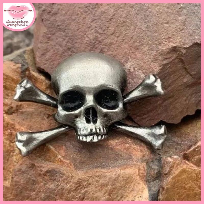 [GZ] ส่วนบุคคล Skull Head Cross ดาบเข็มกลัดสําหรับผู้หญิงผู้ชาย Vintage Gothic โลหะ Ghost Head Badge Party เครื่องประดับ Pins TH
