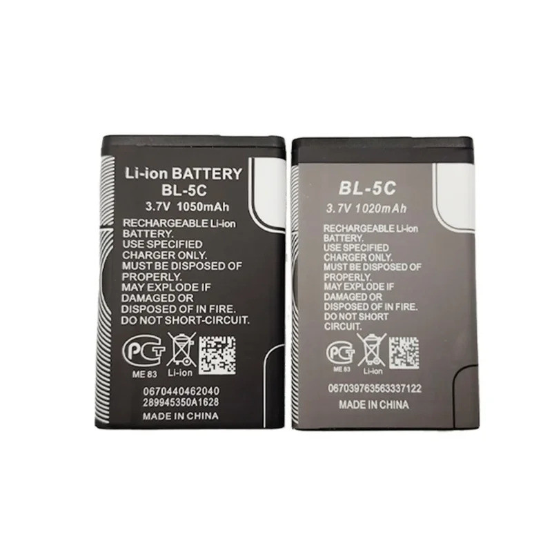 3.7V 1200mAh แบตเตอรี่ BL-5C BL5C BL 5C แบตเตอรี่สําหรับ Nokia 1100 1108 1110 1112 1116 1200 1208 12