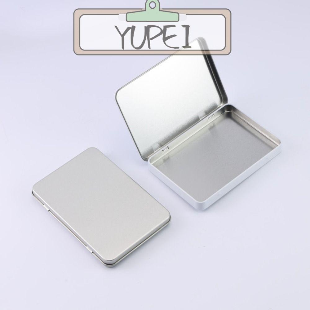 YUPEI กล่องเก็บของเหล็ก 2 ชิ้น, กล่องเก็บของสี่เหลี่ยมโลหะสีเงินเหล็ก, แฟชั่น 4.9 นิ้ว, ห้อง