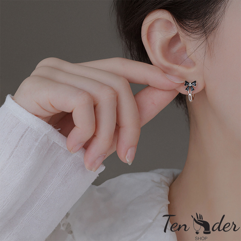 COD-ส่งเร็วจากไทย🎀ต่างหูโบว์สำหรับผู้หญิง สวยงาม น่ารัก เรียบง่าย ใช้งานได้หลากหลาย เครื่องประดับ-Ten