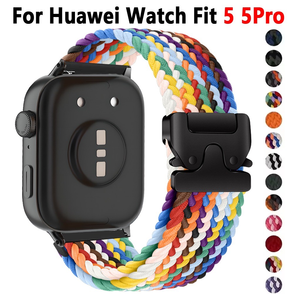 สายถักไนลอนสําหรับนาฬิกา Huawei Fit 5 5Pro สายสปอร์ตแบบปรับได้สําหรับ Huawei Fit 3 4Pro