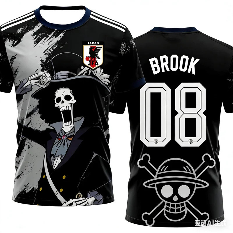 Summer Japan One Piece Luffy Football Jersey Men T-shirt Football Special Jersey Adult Mens Quick-Drying T-sleeve Fashion Trend มีสไตล์และดึงดูดใจ ZDTM