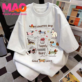 COD✅ (จัดส่งในกรุงเทพฯ) MAO Shop ❗️ เสื้อยืดแขนสั้นสไตล์เกาหลี มีลายพิมพ์รูปวาดน่ารัก ใส่เข้ากับทุกชุดและสวมใส่สบาย#TX08