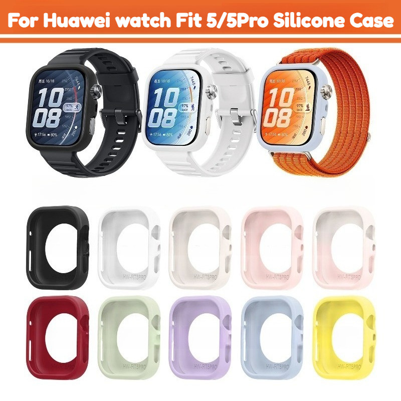 เคสซิลิโคนสําหรับ Huawei Watch Fit 5 Pro 5Pro สมาร์ทวอท์ชฝาครอบป้องกันสําหรับ Huawei Watch Fit 5 5Pro Fit5 Fit5Pro Soft TPU กันชนป้องกันหน้าจออุปกรณ์เสริม