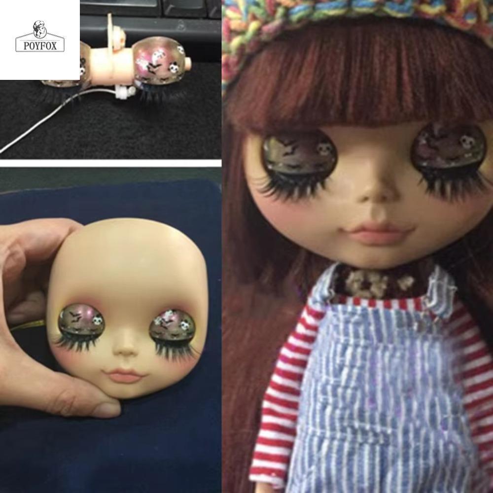 POYFOX DIY Custom Doll Eyes, Icy Painted Eyelid Screws 1/6 Blyth Eyes กลไก, Cute Creative|DBS Sleepy