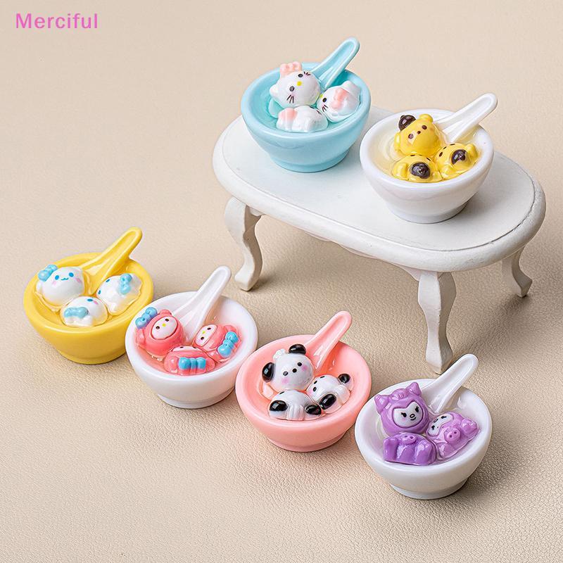 [Mer] Kawaii การ์ตูนพลาสติก Mini 3d Miniature ชามหัตถกรรม Flatback วัสดุ Cabochon Decoden บุ๊คมาร์ค 