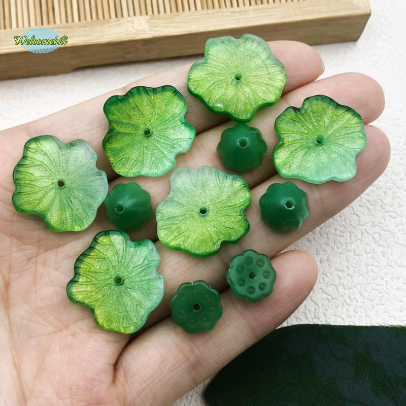 [WLB-t] 20 ชิ้นแก้วดอกบัว pod ลูกปัด DIY เครื่องประดับทําอุปกรณ์สําหรับงานฝีมือหัตถกรรมชุดใหม่