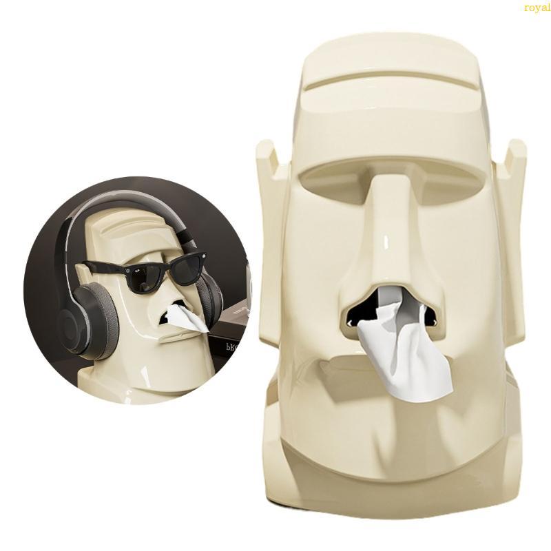 (ส่วนลดสูง)oyalking.th Creative Decorative Stone Face Tissue Holder Plastic Napkin Dispenser Decorative