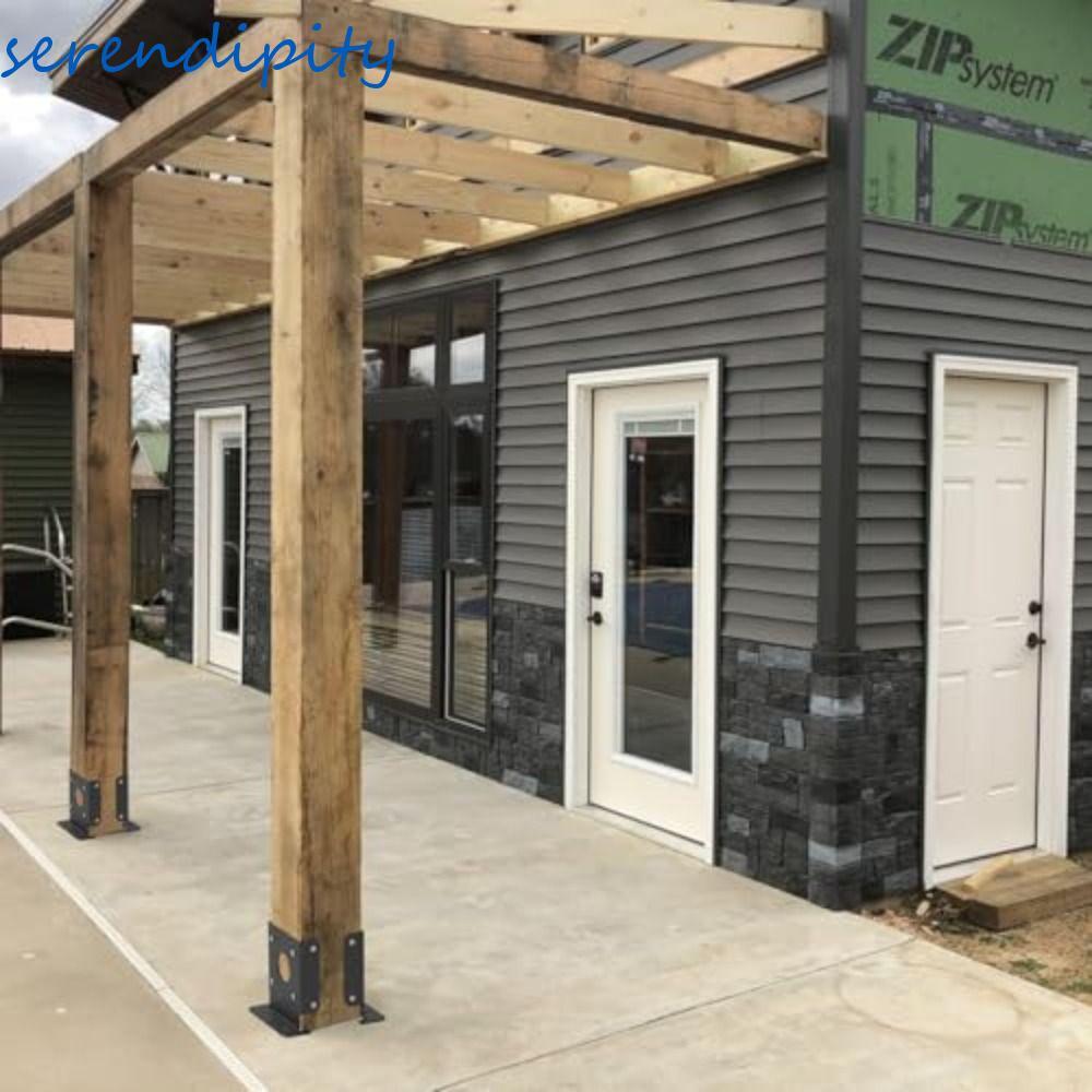 SERENDIPITY 2 ชิ้นรั้วไม้วงเล็บ Pergola, รองรับที่ทนทานปรับออกแบบโพสต์ฐานวงเล็บ, ติดตั้งง่าย 3.5x3.5