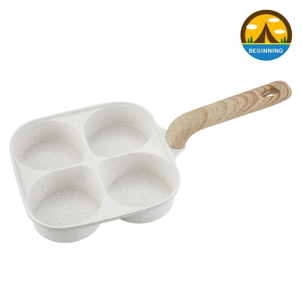 ᲦBE Four-Cup Deep Egg Nonstick Easy Clean Pancake สําหรับอาหารเช้าแพนเค้กเบอร์เกอร์แซนวิชพร้อมที่จับ