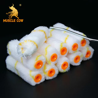MUSCLE COW อะไหล่ลูกกลิ้ง ทาสี ขนแกะแท้ ขนาด 4 นิ้ว (1 กล่อง 10 ลูก) ยี่ห้อ ลูกกลิ้ง สีน้ำ อะคริลิค สีน้ำมัน ขนแกะ