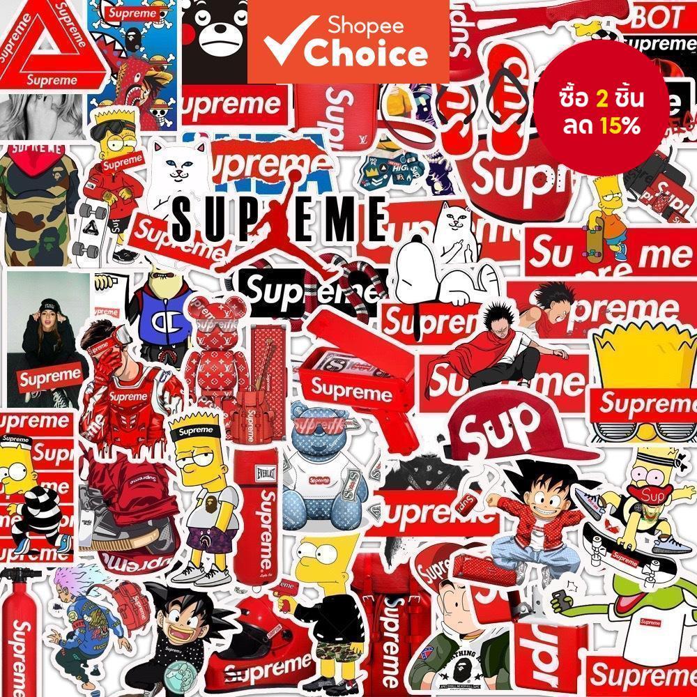 สติกเกอร์ Fashon Supreme สําหรับติดตกแต่งโน๊ตบุ๊ค โทรศัพท์ หมวกกันน็อค 50 ชิ้น