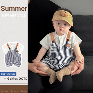 เสื้อแขนสั้นสำหรับเด็กทารก 0-28 เดือน สไตล์เกาหลี มีลายหมีน่…