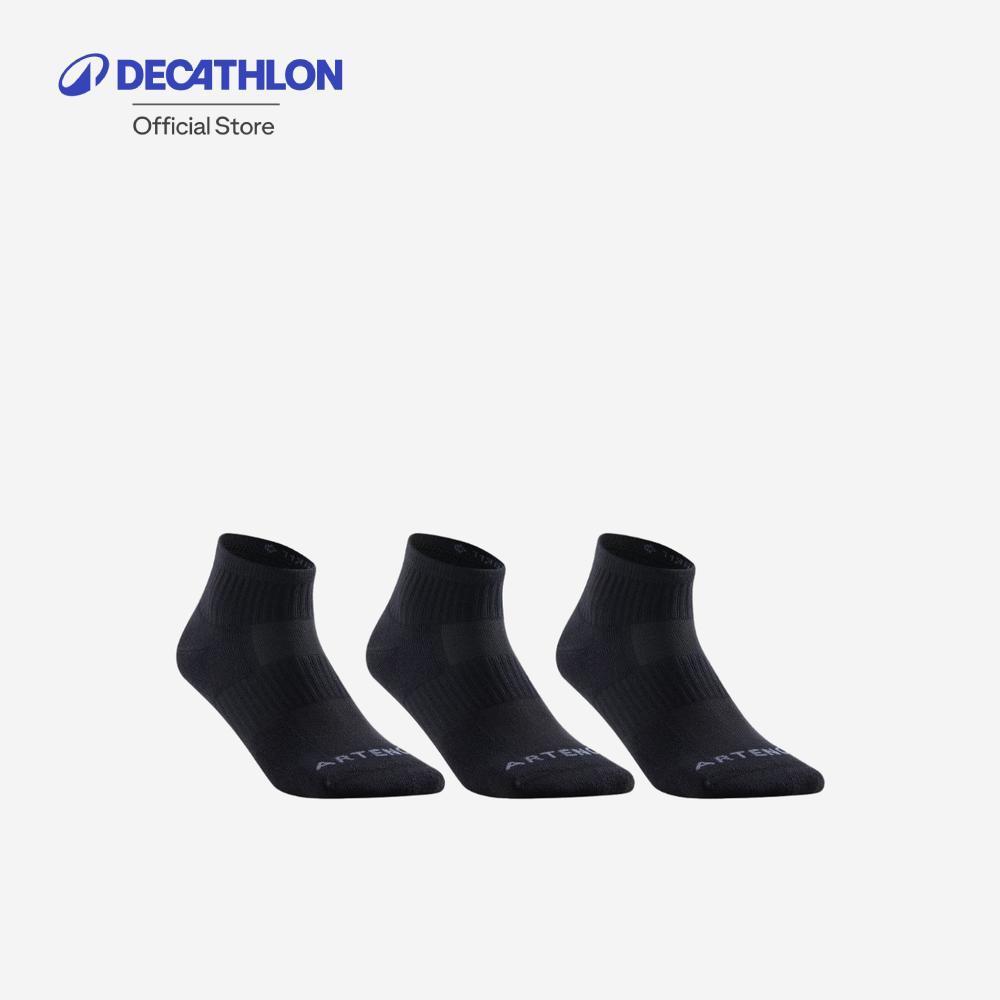 Decathlon Mid-High Sports Socks Tri-Pack Rs 500 ถุงเท้ากีฬาข้อกลางรุ่น Rs 500 แพ็ค 3 คู่ – White Black