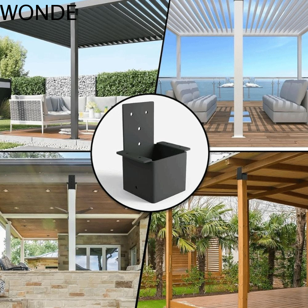 WONDE Pergola Bracket, ขั้วต่อรางดาดฟ้าสีดําที่ทนทาน, โลหะทนทาน Heavy Duty ติดผนัง Pergola อุปกรณ์เส