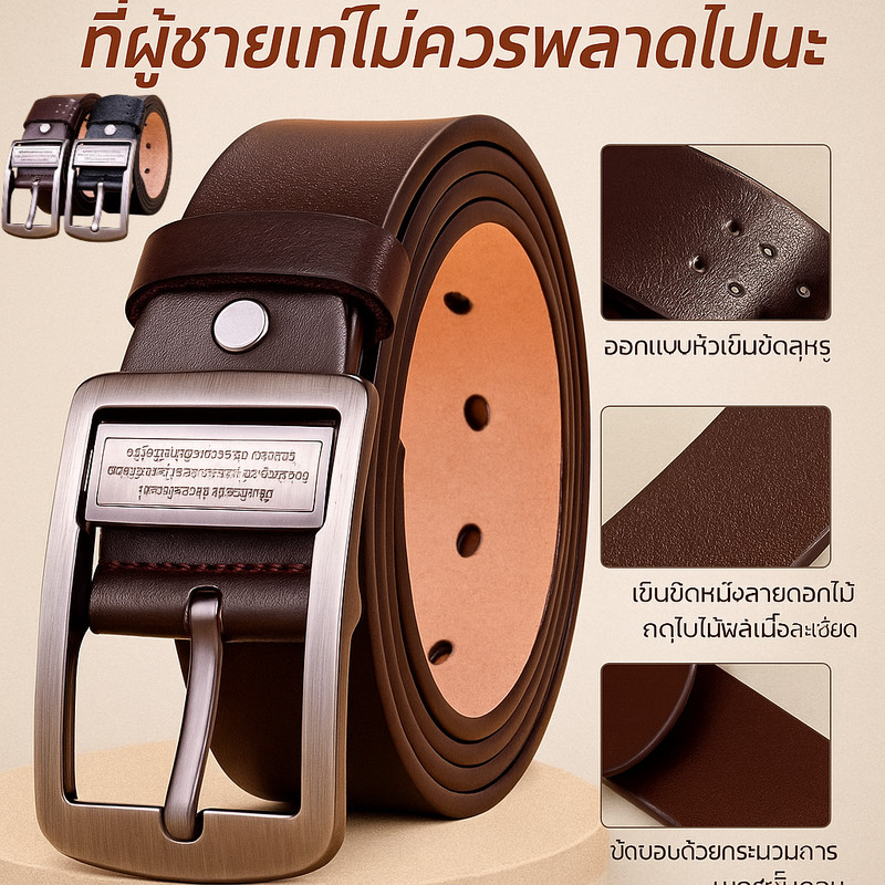 เข็มขัดหนังวัวแท้เกรดพรีเมียมสำหรับผู้ชาย / หัวเข็มขัดอัตโนมัติ / บาง นุ่ม และไม่เสียรูปทรง / ปรับขนาดได้ / เข็มขัดคุณภาพสูง / เข็มขัดคาดเอวสำหรับผู้ชาย