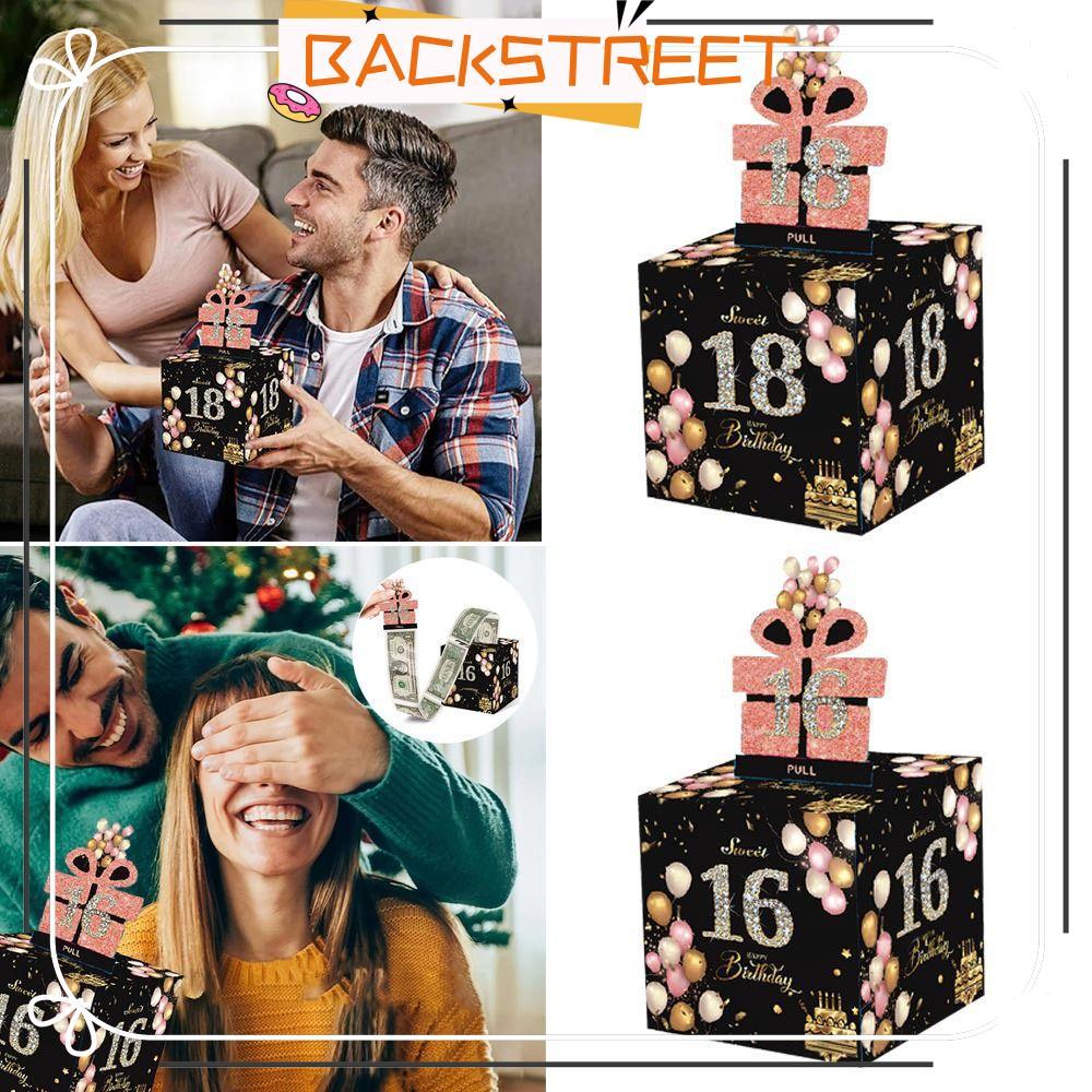 BACKSTAGEREAT Cash Pull Gift Boxs, Happy Birthday 16th 18th 21st Birthday Money Box, Birthday Creati