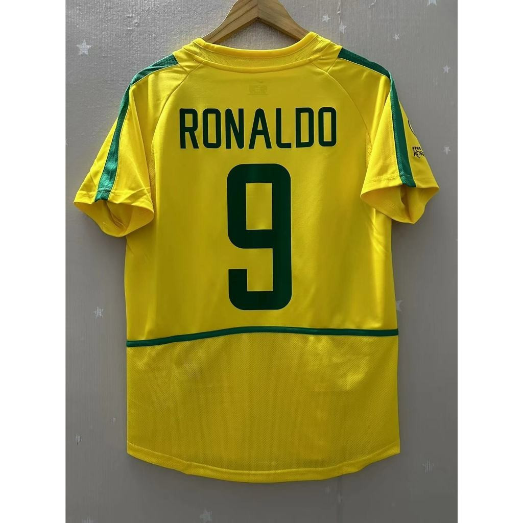 2002 Brazil RONALDINHO Top Quality Home Retro Soccer Jersey Custom T-shirt Football Jersey RONALDO