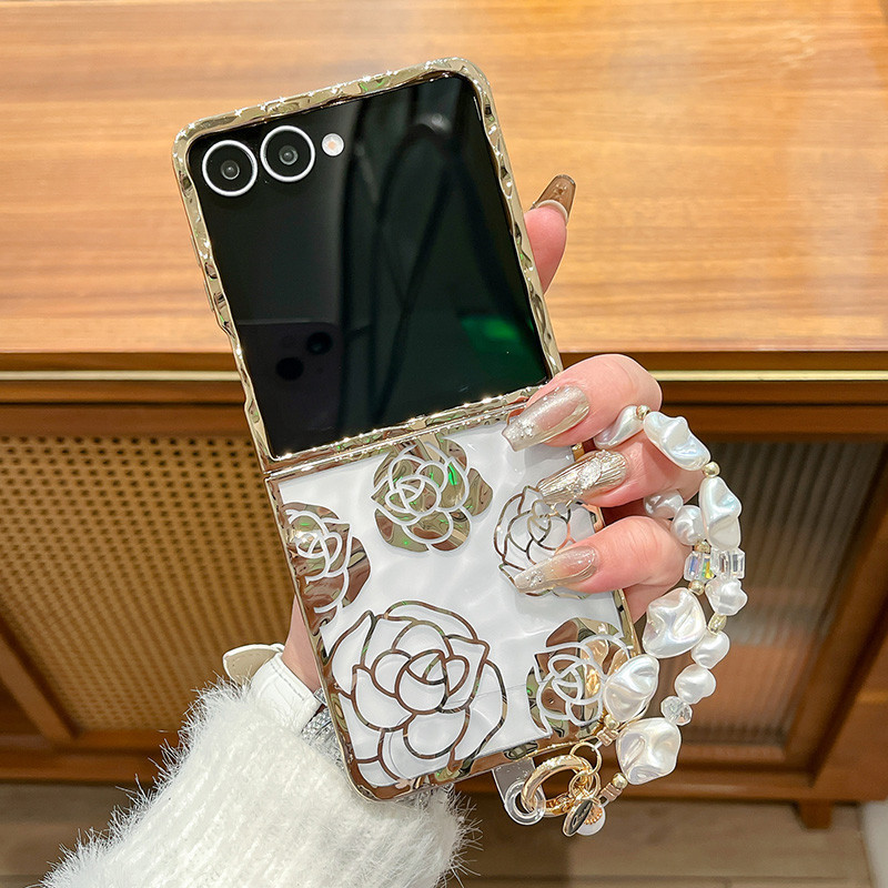 ใหม่สําหรับ Samsung Galaxy Flip 7 เคสโทรศัพท์ Flip76543 rose รูปแบบปลอกมุกโซ่ Flip7 anti drop shell