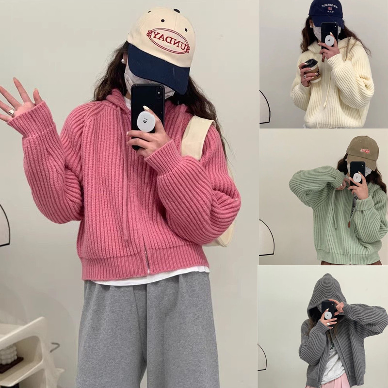 Cuties 💖 42006 อบอุ่นและสวยงาม เสื้อกันหนาวมีซิป เสื้อแจ็คเก็ตแขนยาว รุ่นใหม่ สไตส์เกาหลี 6 สี