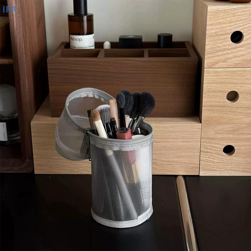 IFA Mesh Dual-use แปรงแต่งหน้ากระเป๋าเก็บแปรงแบบพกพา Simple ความจุขนาดใหญ่แปรง Buet Holder Travel Stand-up กระเป๋าดี