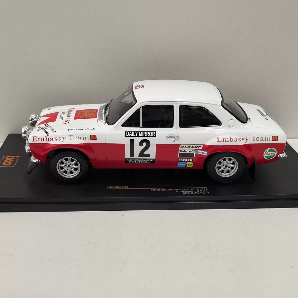 [Ready Stock 1 Set] IXO 1/18 FORD ESCORT MK I RS 1600 #12 1971 Ford Racing รุ่นโลหะผสมไม่เปิดประตูไม