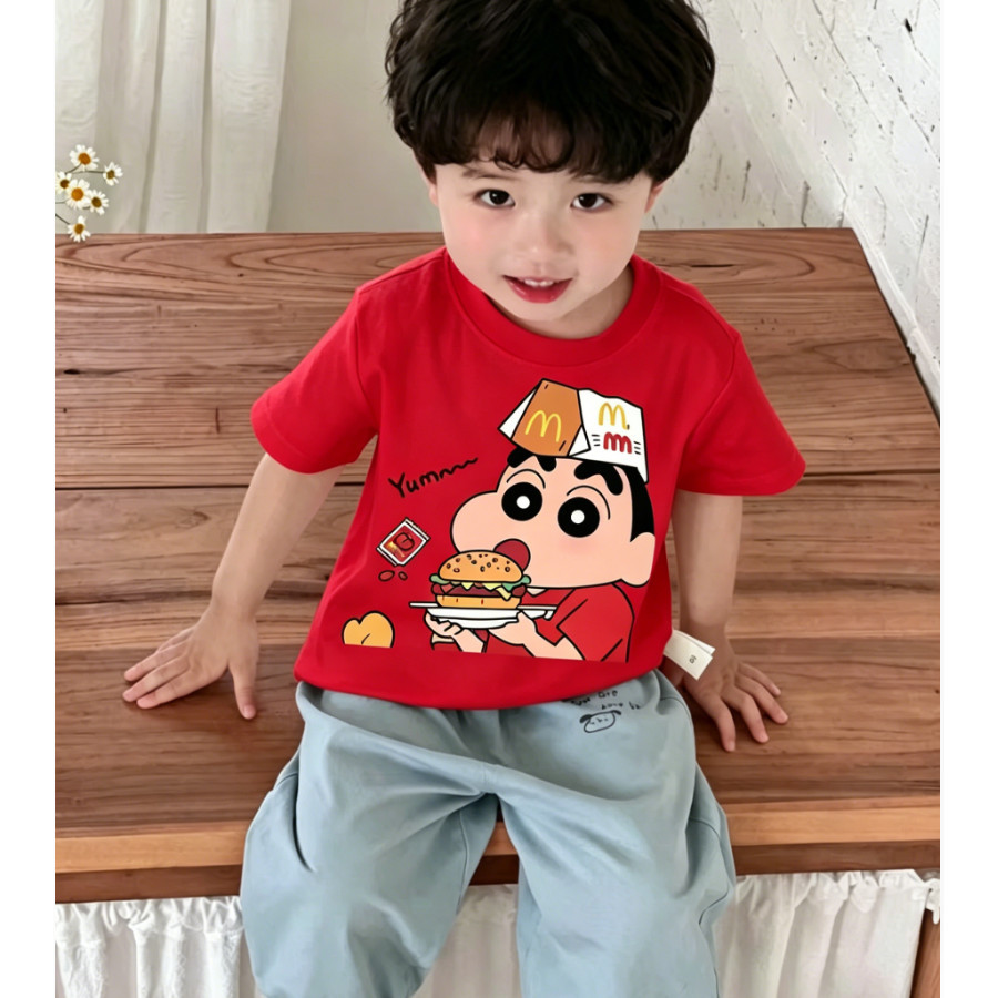 เครยอนชินจัง/ชุดซีรีส์/เสื้อยืดเด็กชายเด็กหญิง/ดึงดูดสายตาร้อยเปอร์เซ็นต์/เสื้อยืดผ้าฝ้ายคุณภาพดีมาก/ขนาด 90-150
