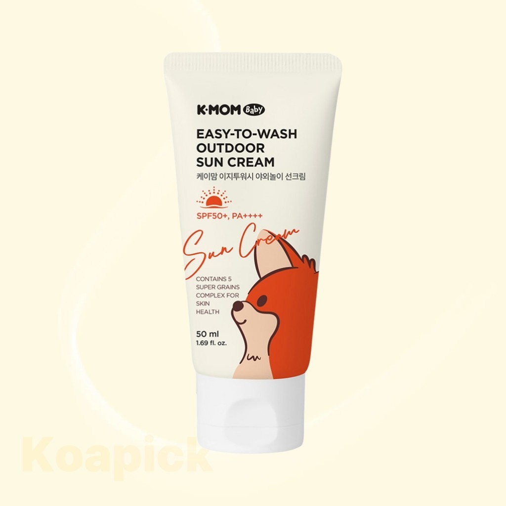[k-mom] Easy-to-Wash Outdoor Sun Cream, SPF50+, PA++++, 50ml, 1 ชิ้น / Korean Sun Cream SPF50 / Easy