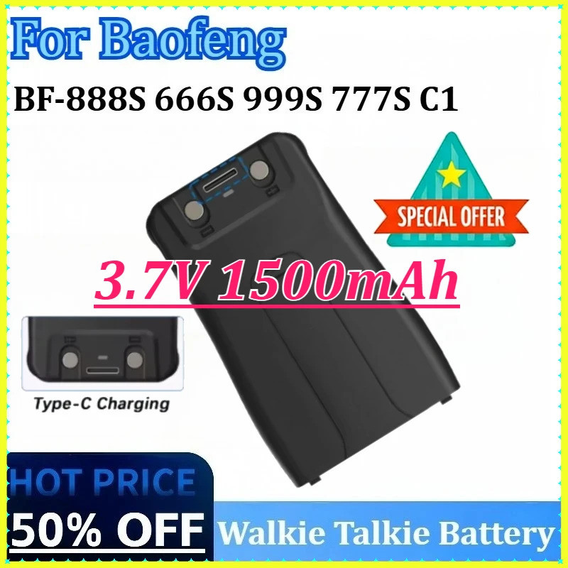 สําหรับ BF-666S BF-C1 H-777 BF-777S RT21 F26 ใหม่ 3.7V 1500mAh Walkie Talkie แบตเตอรี่สําหรับ Baofen