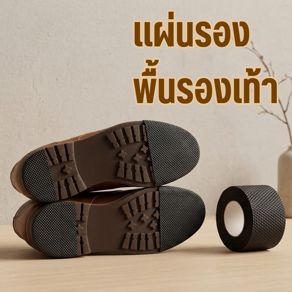 แผ่นกันลื่น รองพื้นรองเท้า แผ่นยางแปะพื้นรองเท้า สติกเกอร์กันลื่น มีกาวในตัว 1ม้วนยาว1เมตร ส่งจากไทย