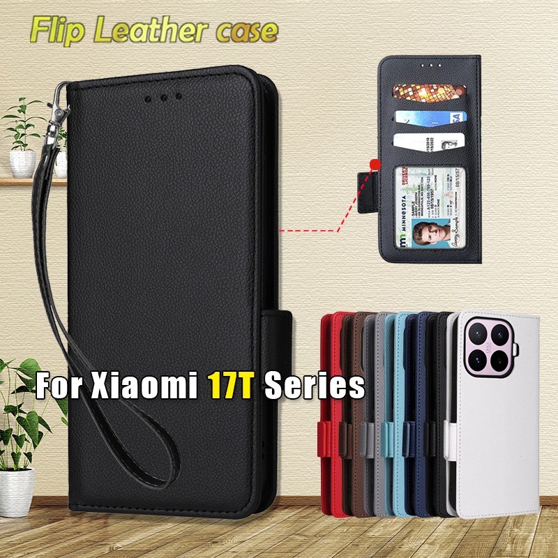 Flip หนัง Lanyard ช่องใส่การ์ดสําหรับ Xiaomi 17T 15T 14T Pro Xiaomi17T Xiaomi17TPro 17 T 5G เคสโทรศัพท์กระเป๋าสตางค์ปลอกกันกระแทกป้องกันกรณีฝาครอบ