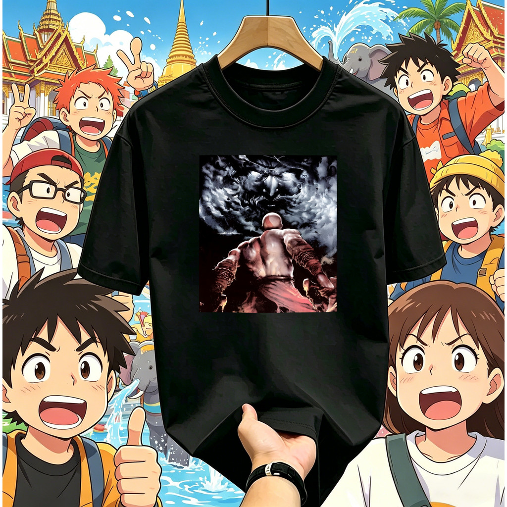 ((จัดส่ง 24 ชั่วโมง) God of War God of War God of War Quatio Back View Battle Zeus Cloud Image พิมพ์