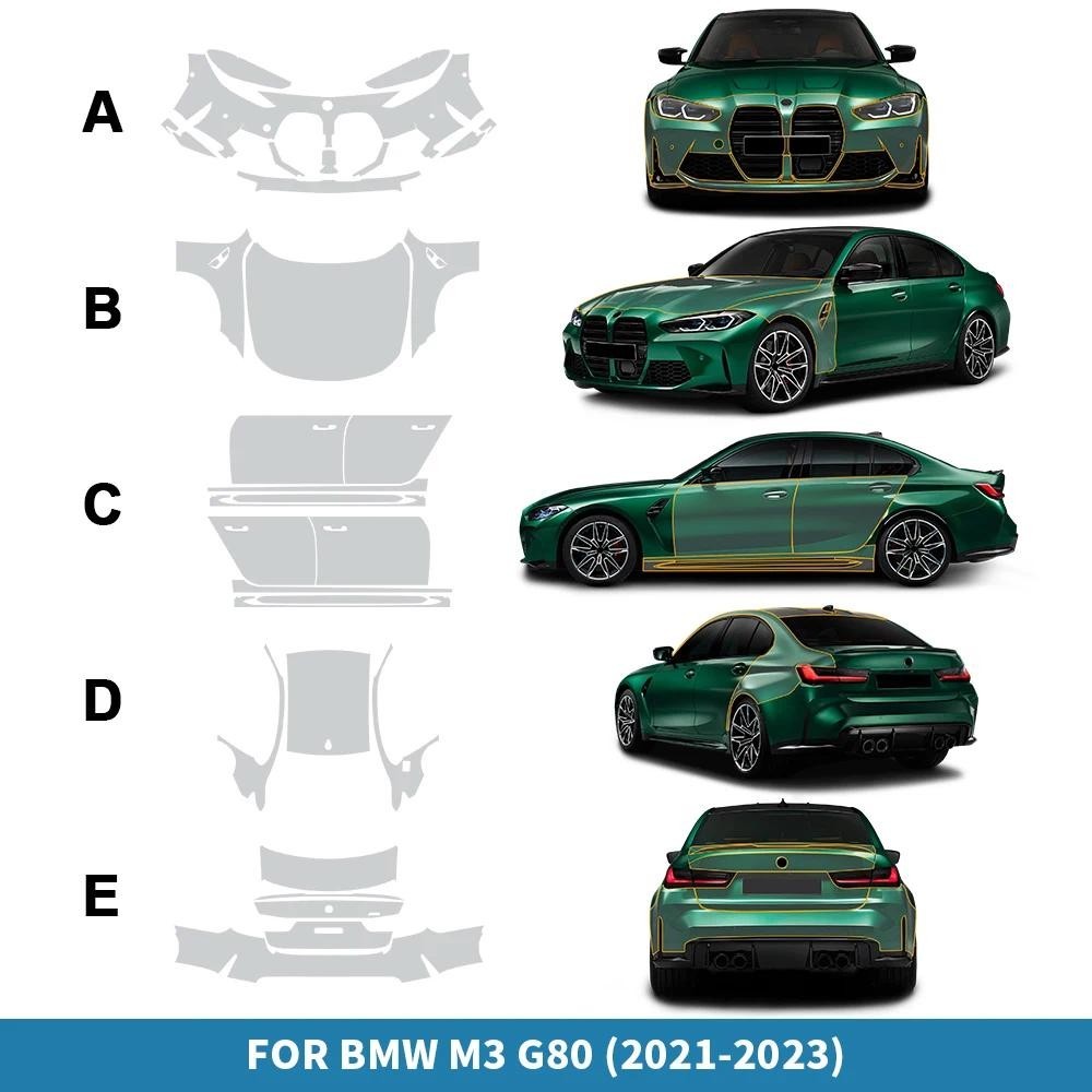 AIRSPEEDสําหรับBMW M3 G80 2021 2022 2023 สีป้องกันฟิล์มรถAnti-Scratch Bodyสติกเกอร์Original Pre Cut 