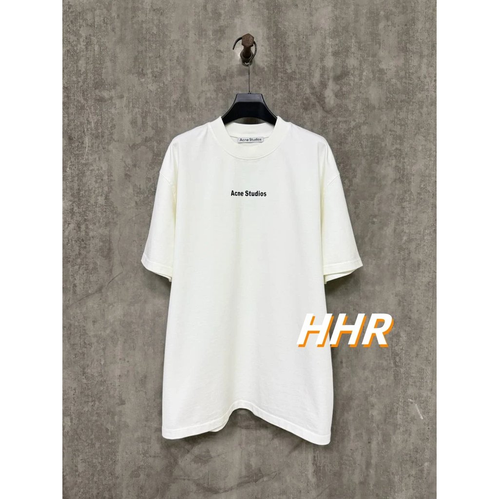 [รุ่นที่ถูกต้อง] AC * E Heavyweight 400g สไตล์คลาสสิก 25ss โลโก้คลาสสิกยางโฟมพิมพ์โลโก้รอบคอแขนสั้นเ